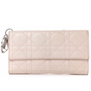 Authentic Lady Dior Cannage Lambskin Long Wallet